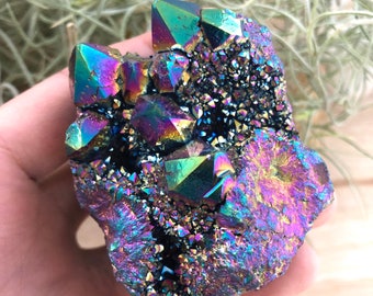 Titanium Aura Spirit Quartz Cluster — Specimen Crystal