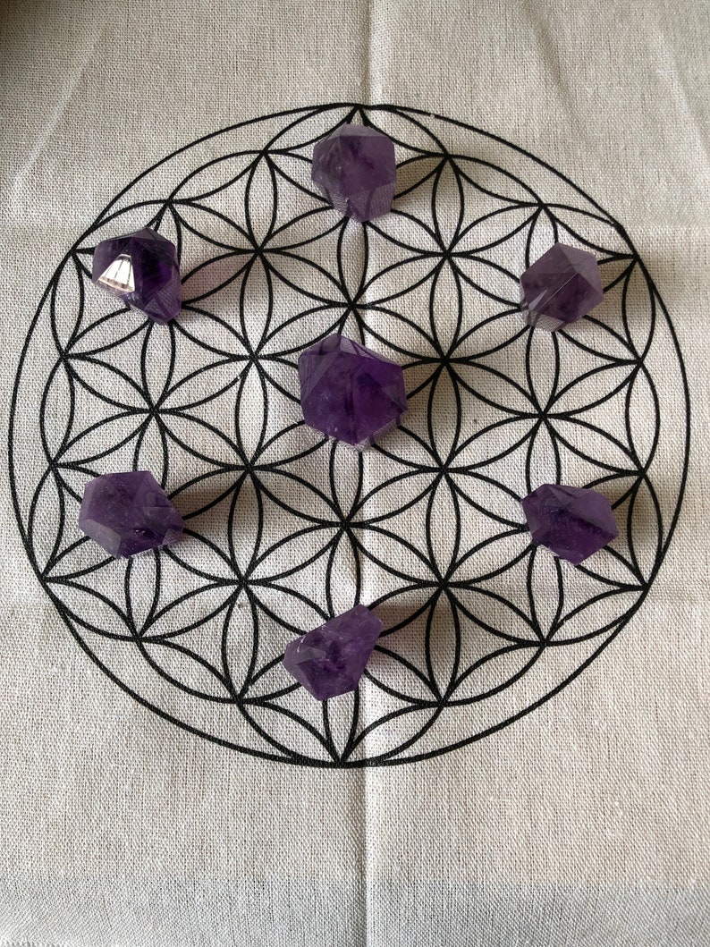 Powerful Crystal Grid Flower of Life With 7 Pieces of High Etsy