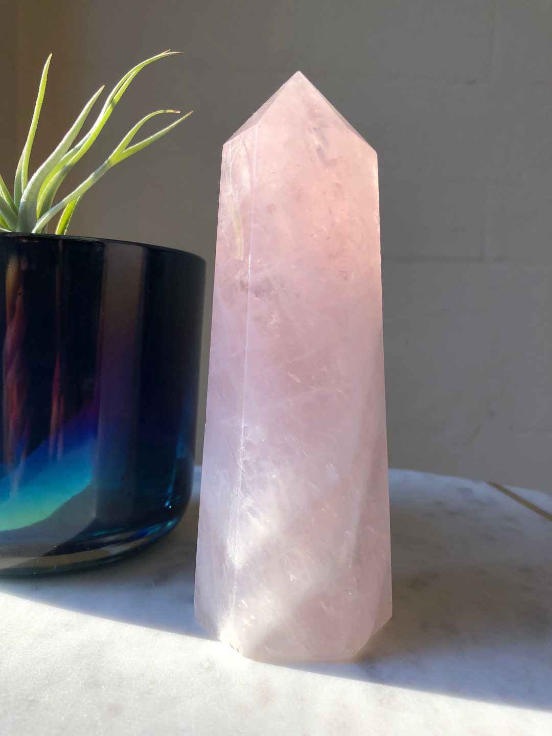 Rose Quartz Crystal Generator Tower Point - Etsy