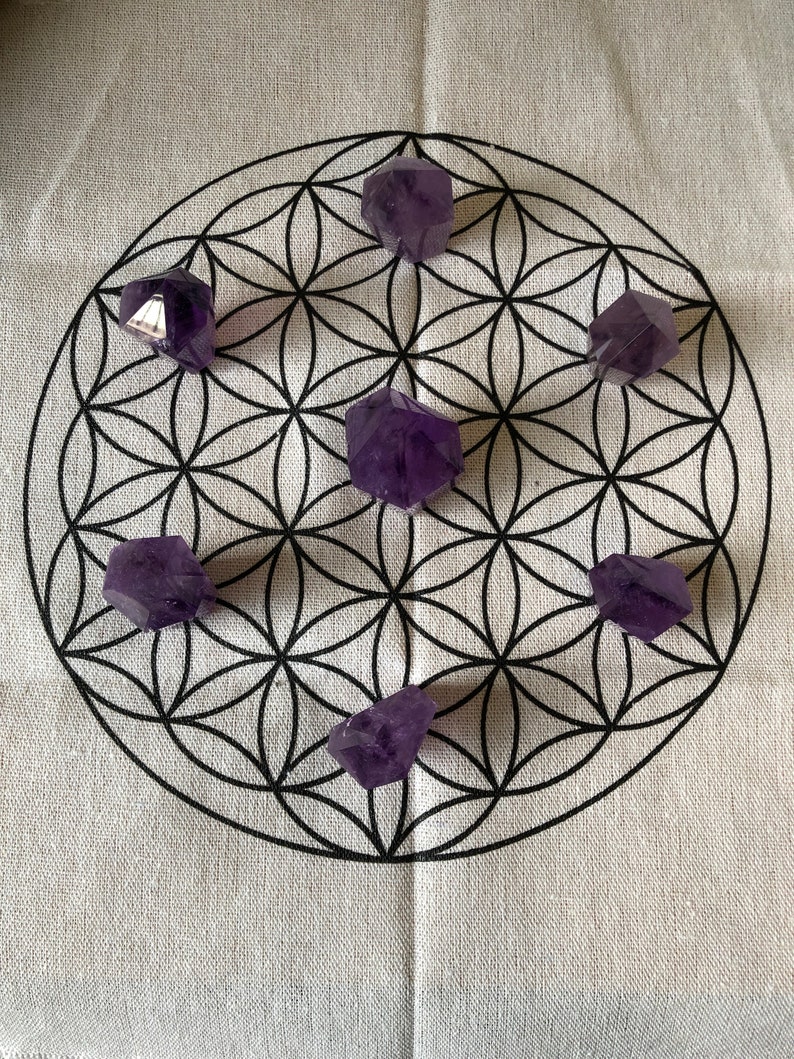 Powerful Crystal Grid Flower of Life With 7 Pieces of High Etsy