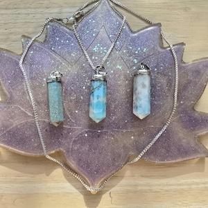 Larimar Pendant Necklace — Crystal Pendant (Silver Necklace)