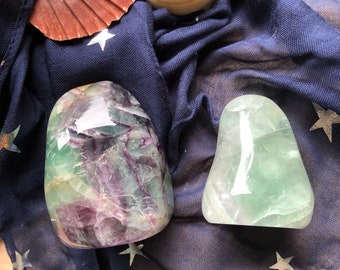 Rainbow Fluorite Crystal Gemstone — Standing Freeform Palm Stone