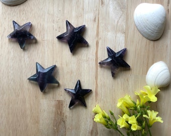 Rainbow Fluorite Star Crystal (Carving) — Home Decor