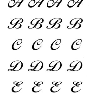 Alphabet Royal Icing Transfer Template - Liffey Script (Uppercase Only)