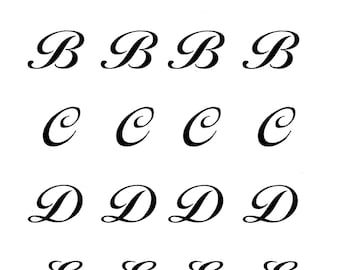 Alphabet Royal Icing Transfer Template - Liffey Script (Uppercase Only)