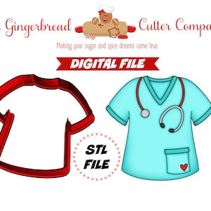 Scrub Top Cookie Cutter .STL 3D Print File 4 Sizes