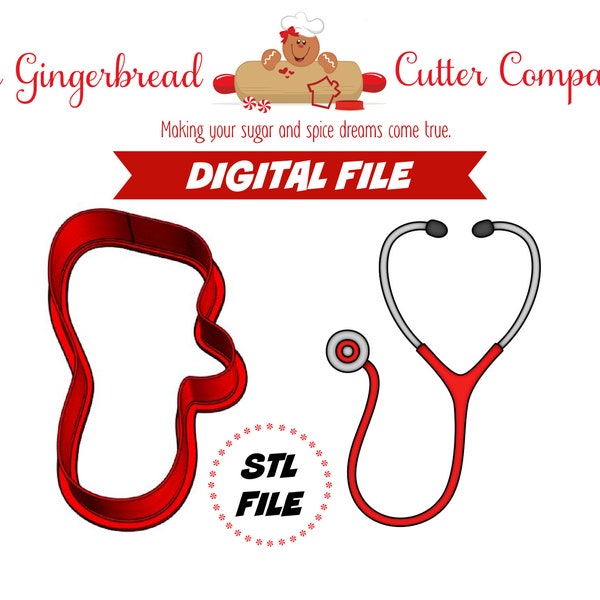 Stethoscope Cookie Cutter .STL 3D Print File 4 Sizes