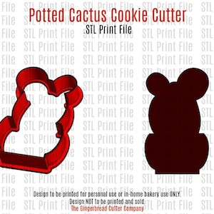 Potted Cactus Cookie Cutter .stl Print File