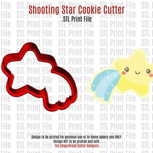 Shooting Star Cookie Cutter .stl Print File - 3 Sizes