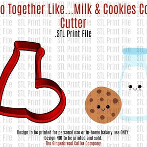 We Go Together Like...Milk & Cookies Cookie Cutter .stl Print File