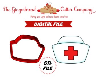 Nurse Cap Cookie Cutter .STL 3D Print File 4 Sizes