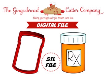 Pill Bottle Cookie Cutter .STL 3D Print File 4 Sizes