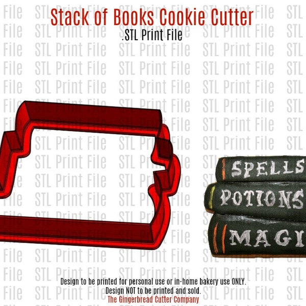 Stack of Books Cookie Cutter .stl Print File