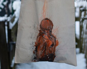 hand painted cotton bag