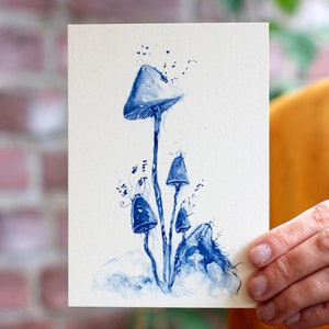 Die magischen blauen Pilze Kunstdruck