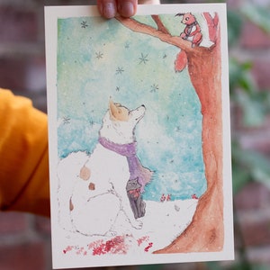der Hund und das Eichhörnchen Kunstdruck