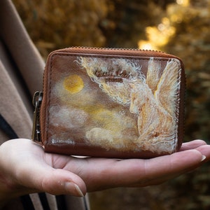 Auf Wunsch handbemalte Leder Geldbörse