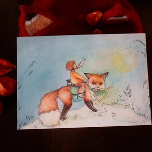 Fox and Girl Art Prints in Various Sizes