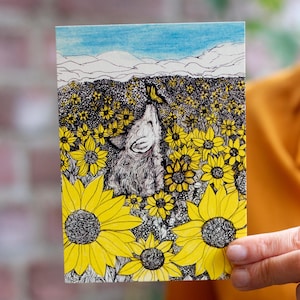 Renard dans le champ de tournesols, impressions d'art en différentes tailles