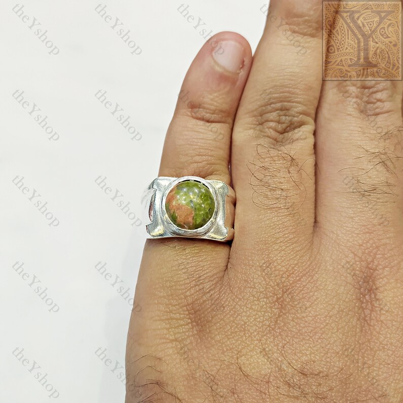 6 Ct Rare Gem UNAKITE Ring ANTIQUE Natural GEMSTONE Ancient Medieval Swiss Psychics Ring Healing Bright Mood Gemstone Chakra Balancing Ring