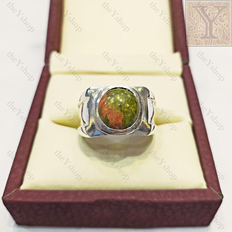 6 Ct Rare Gem UNAKITE Ring ANTIQUE Natural GEMSTONE Ancient Medieval Swiss Psychics Ring Healing Bright Mood Gemstone Chakra Balancing Ring