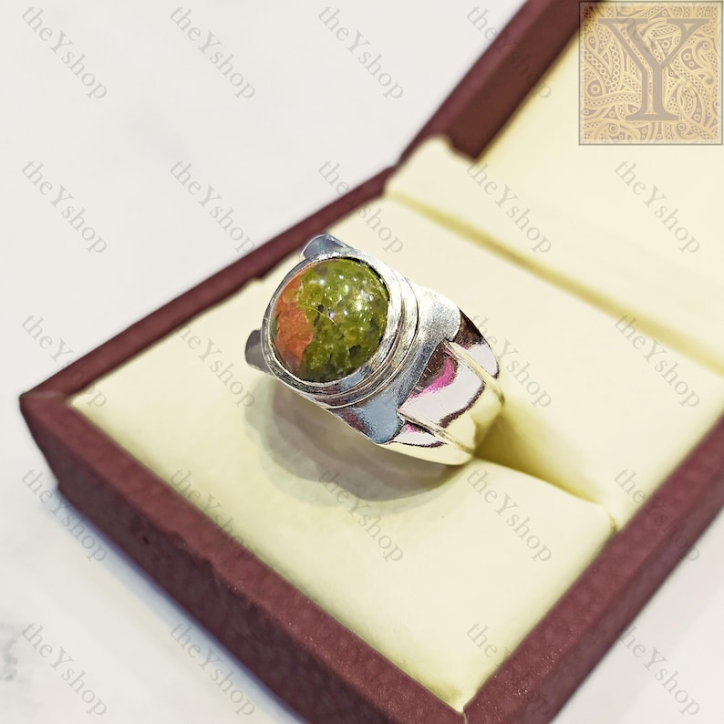 6 Ct Rare Gem UNAKITE Ring ANTIQUE Natural GEMSTONE Ancient Medieval Swiss Psychics Ring Healing Bright Mood Gemstone Chakra Balancing Ring
