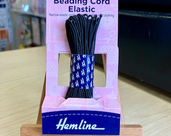Hemline Narrow Beading Cord Elastic Black White