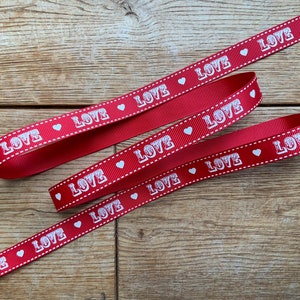 Liebesband Rot Weiß Grosgrain