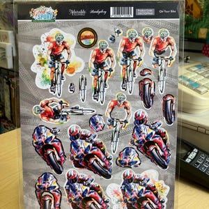 Hunkydory A4 Die Cut Decoupage Topper Sport Radfahren Motorrad