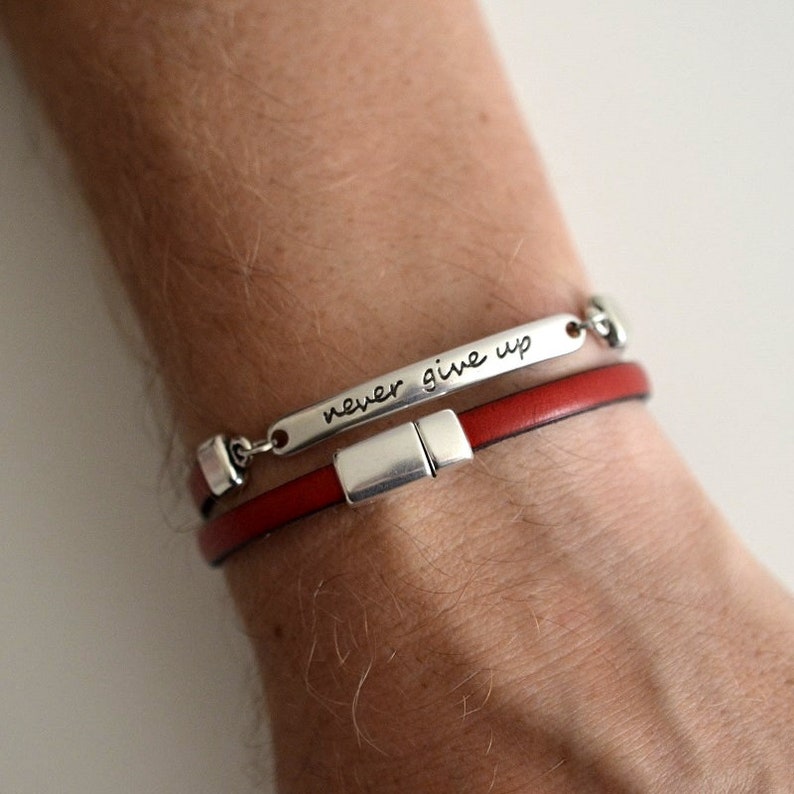 never give up,a gift for your husband,a gift for my wife,anniversary gift,custom bracelets,a gift for a girl,a gift for a boy
