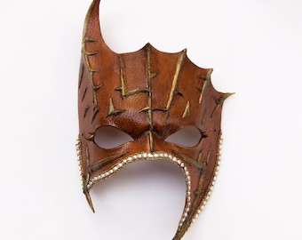 Leather antique gold alien artifact mask