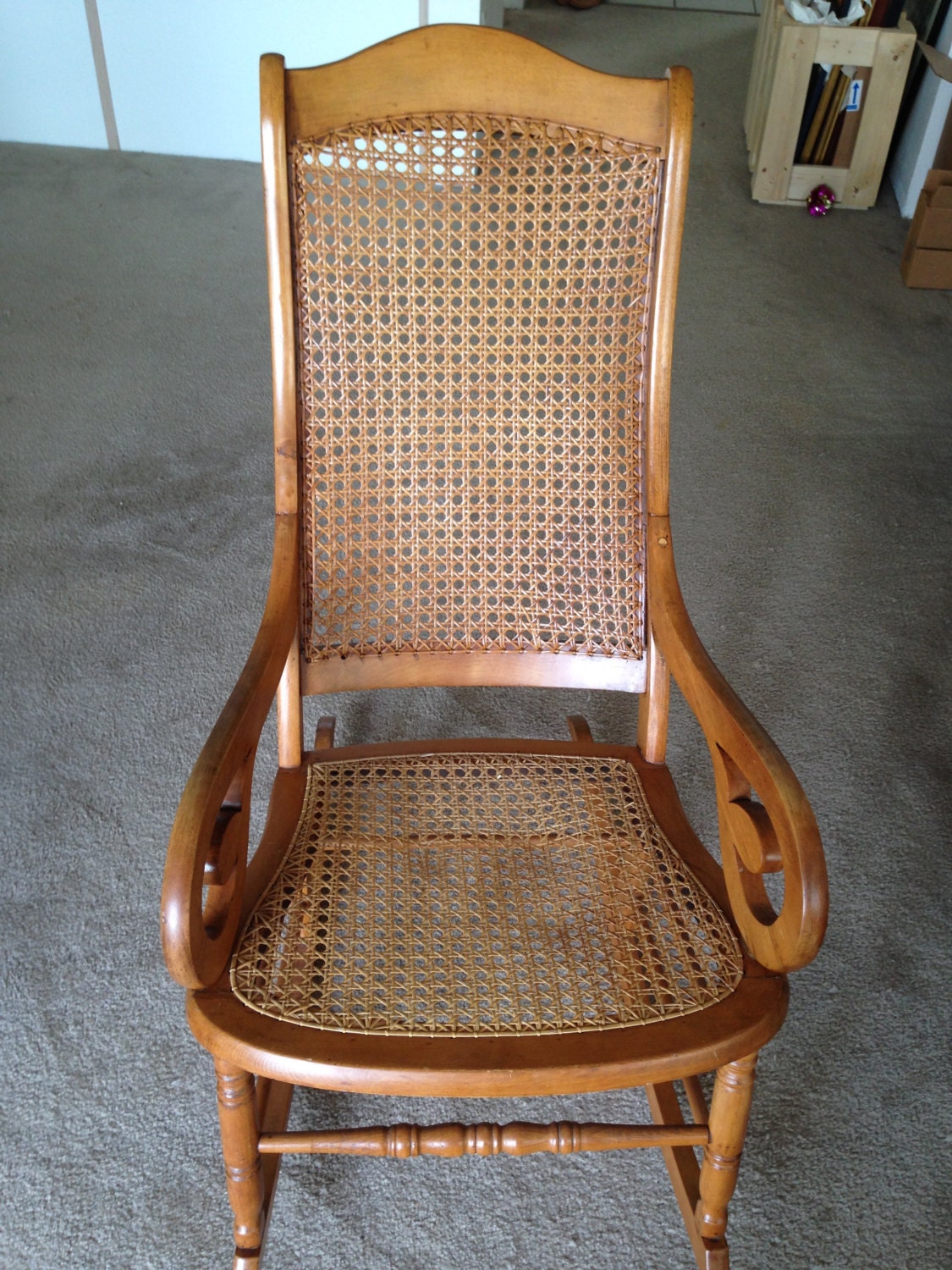 Antique Maple Lincoln Rocking Chair 18901910 Cane seat and Etsy