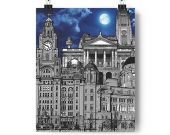 Liverpool Art Print / Liverpool Landmarks Poster / Liverpool Gift / Liverpool Skyline