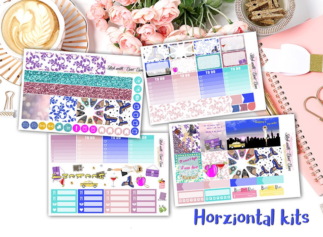Horizontal ECLP Carrie Weekly Kits Planner Stickers Erin Condren ...