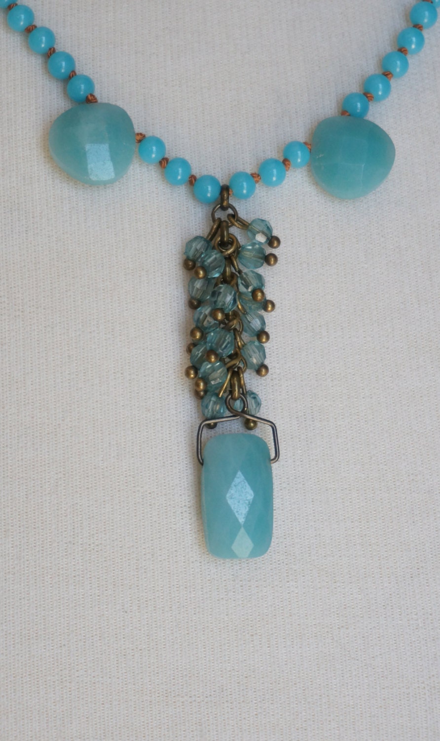 19 azul brillante 5mm collar con cuentas con 2 gotas de | Etsy