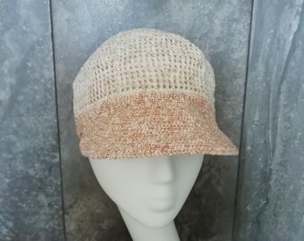 Summer Newsboy Cap Baker Boy Hat Crochet Baseball Cap Beanie Hat Brim Handmade