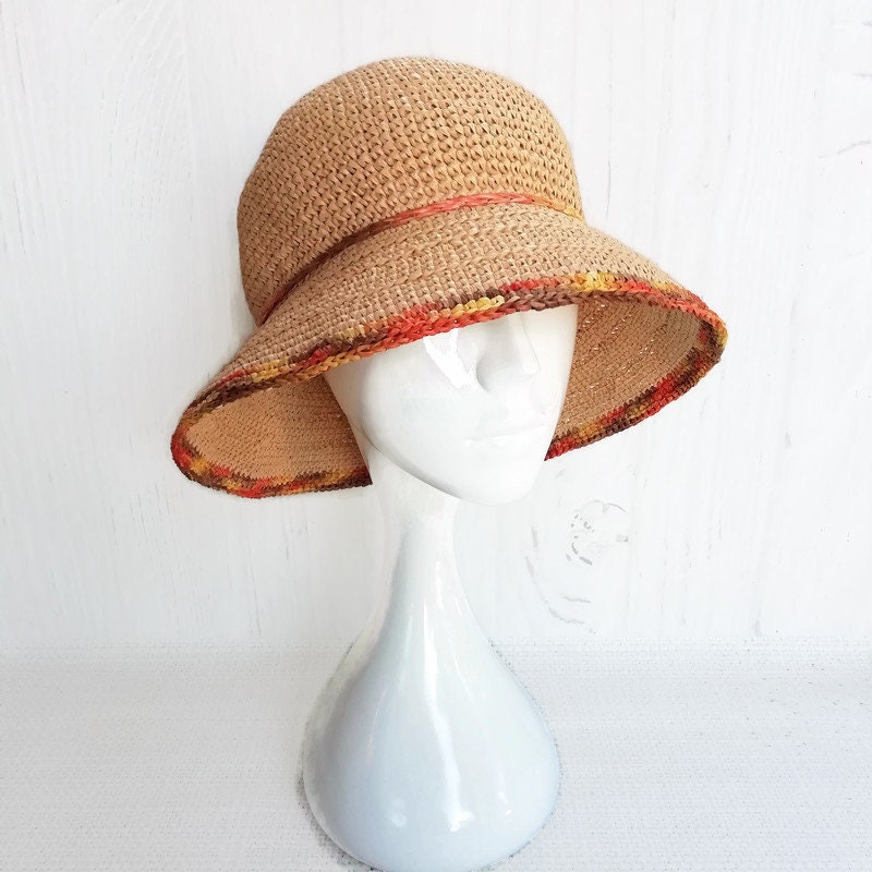 Straw bucket hat for summer Small brim straw hat Sun hats Etsy