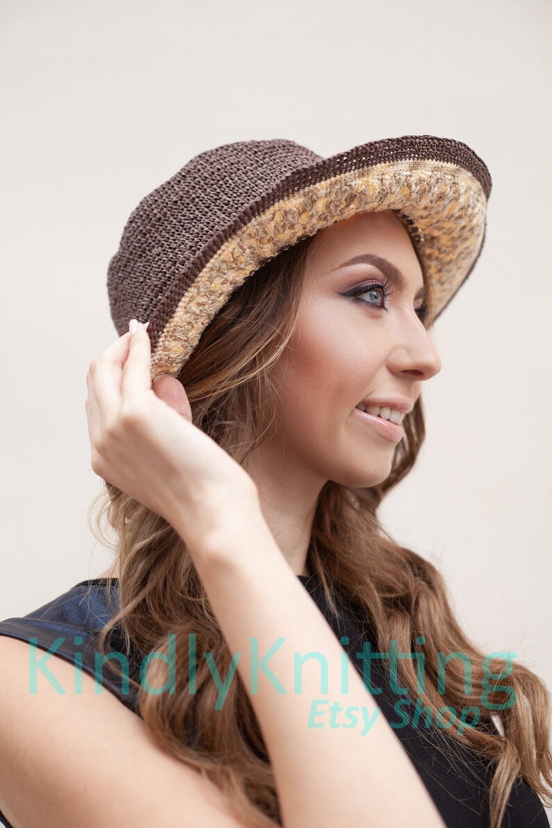 Summer Knit Hat With Short Brim For Womens Small Brimmed Hat Etsy