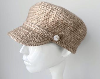 Cotton Newsboy Cap Womens Short Brim Cabbie Hat
