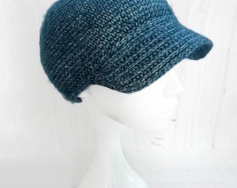 Womens Newsboy Cap Knit Beanie Hat Brim