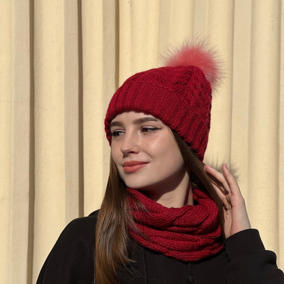 Hat Scarf Set, Snood Scarf and Beanie Set, Winter Knit Hat and Scarf