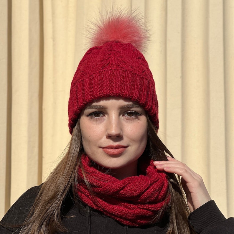 Hat Scarf Set, Snood Scarf and Beanie Set, Winter Knit Hat and Scarf