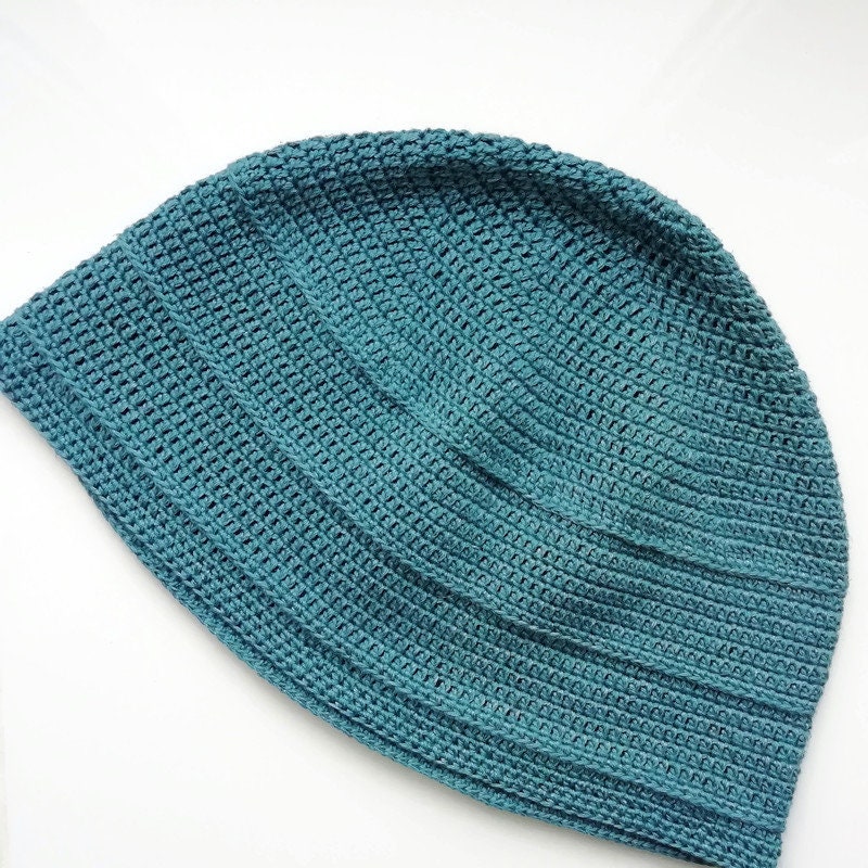 MM Kufi Hat Crochet Cap Beanie - 100% Cotton, One Size Fits All, Gray - View #3