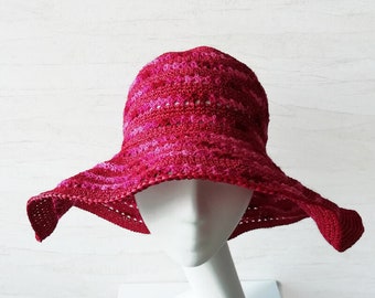 Raffia Crochet Hat Wide Brim Hat Floppy Smmer Hat Red Beach Hat Sunhats Womens