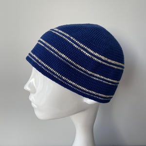 Cotton Crochet Skull Cap Beanie: Men's Lightweight Summer Hat Kufi for Large Heads