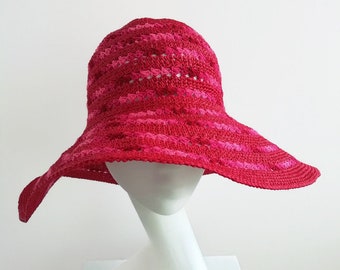 Raffia Crochet Hat Wide Brim Hat Floppy Smmer Hat Red Beach Hat Sunhats Womens broad brimmed sun hat