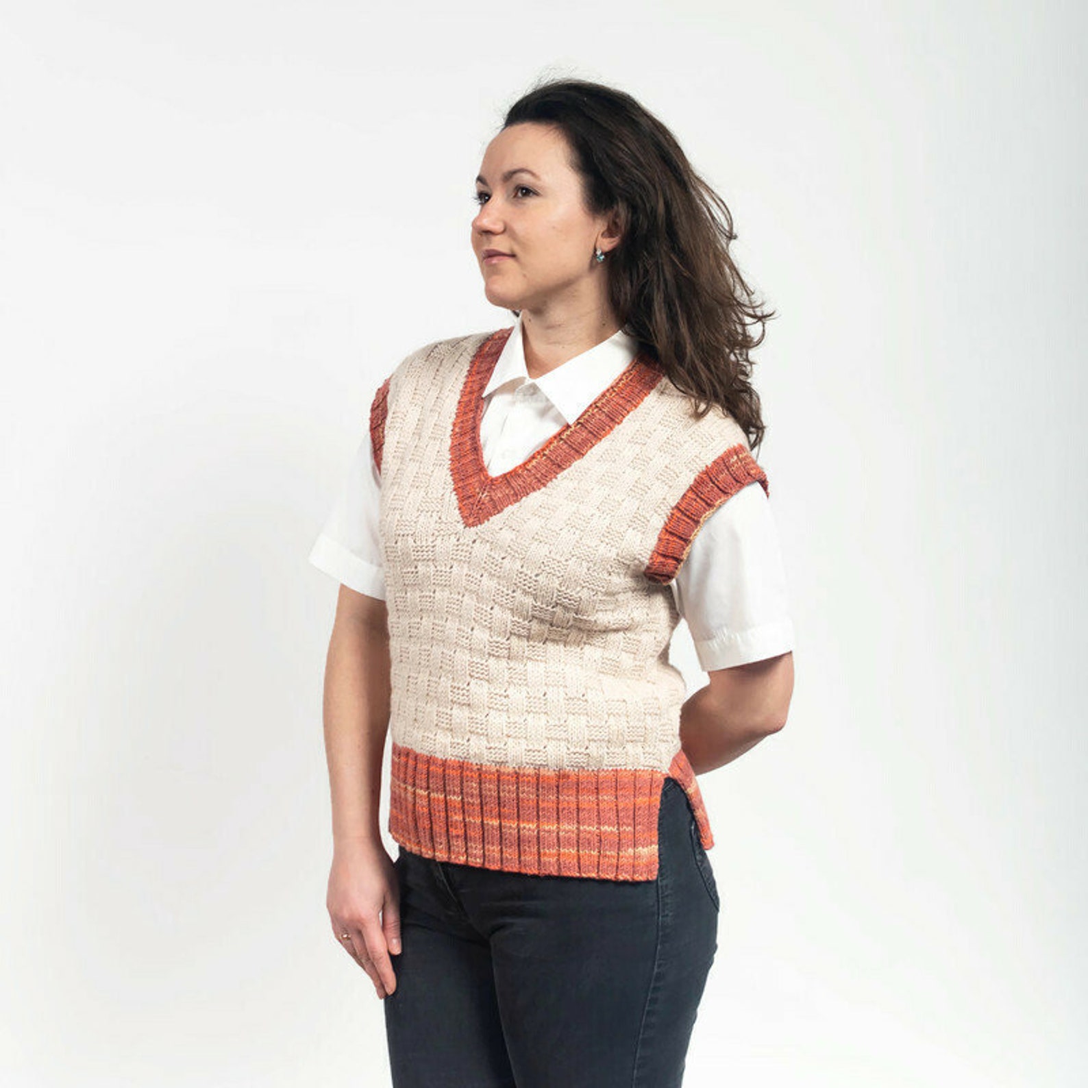 V neck knit sweater vest womens cotton vest gilet for women Etsy