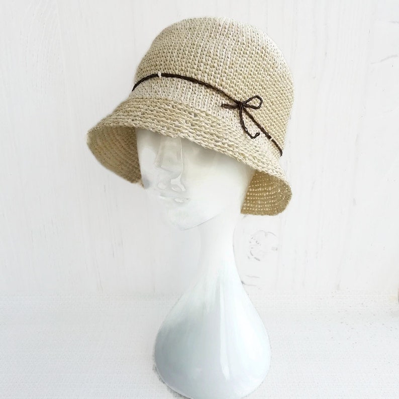 Cloche of raffia Packable straw sun hats womens Summer cloche Etsy