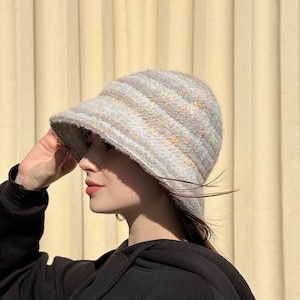 Wool Bucket Hat Women Warm and Stylish Chunky Hat with Brim