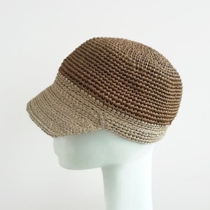 Summer Newsboy Hat for Women, for Men Raffia Crochet Visor Beanie Straw Baseball Cap